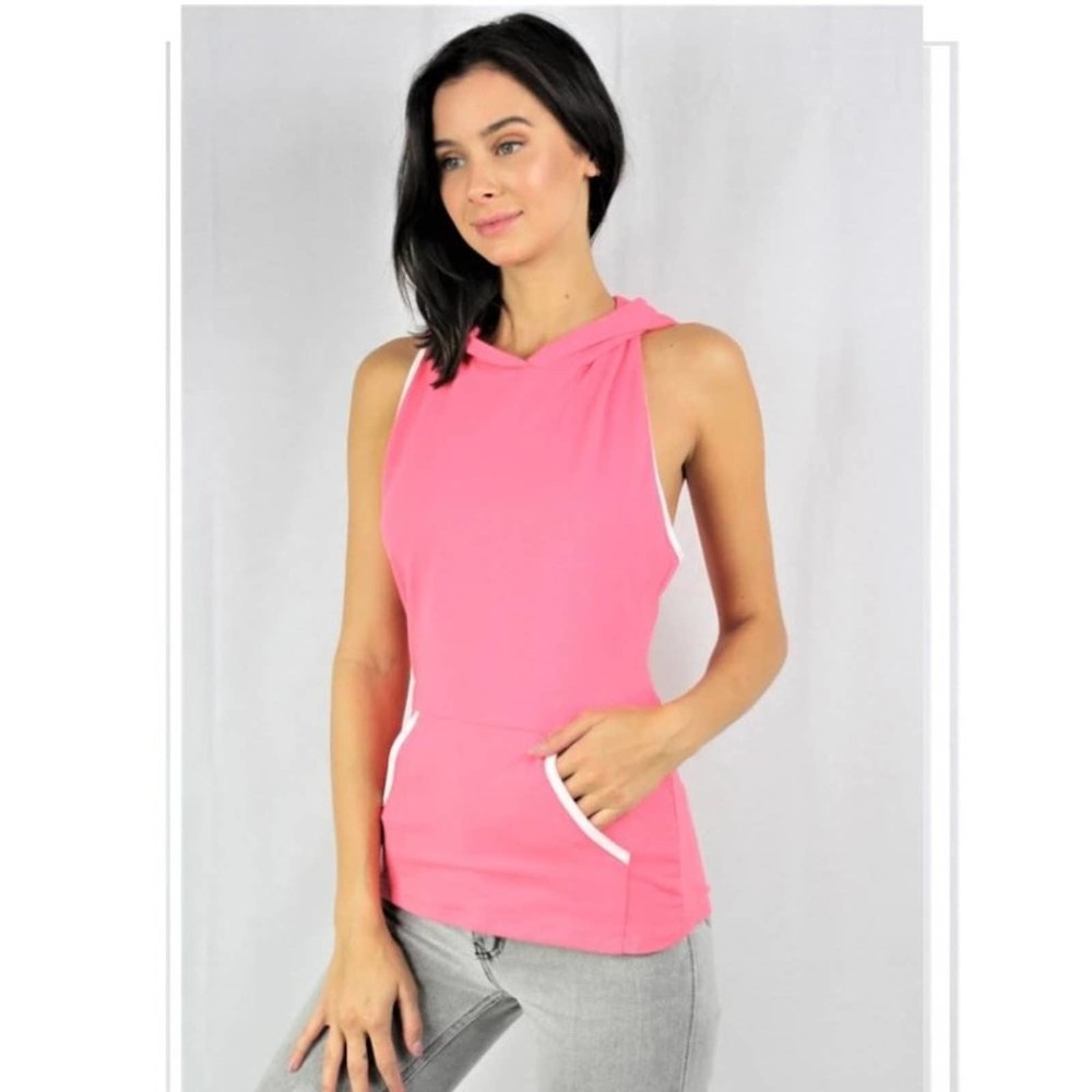 Women's Crisscross-Back Sleeveless Hoodie - Pink